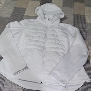 tek gear 1X White Quilted Fleece-Lined Hooded Jacket